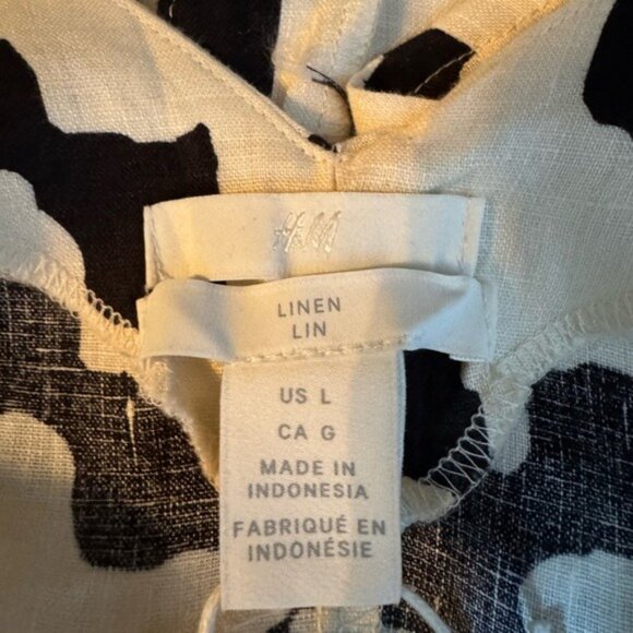 H&M Women Linen Tank Cami Button Up Large Lagom Artsy Beachy Lagenlook Cream NWT - Picture 5 of 8
